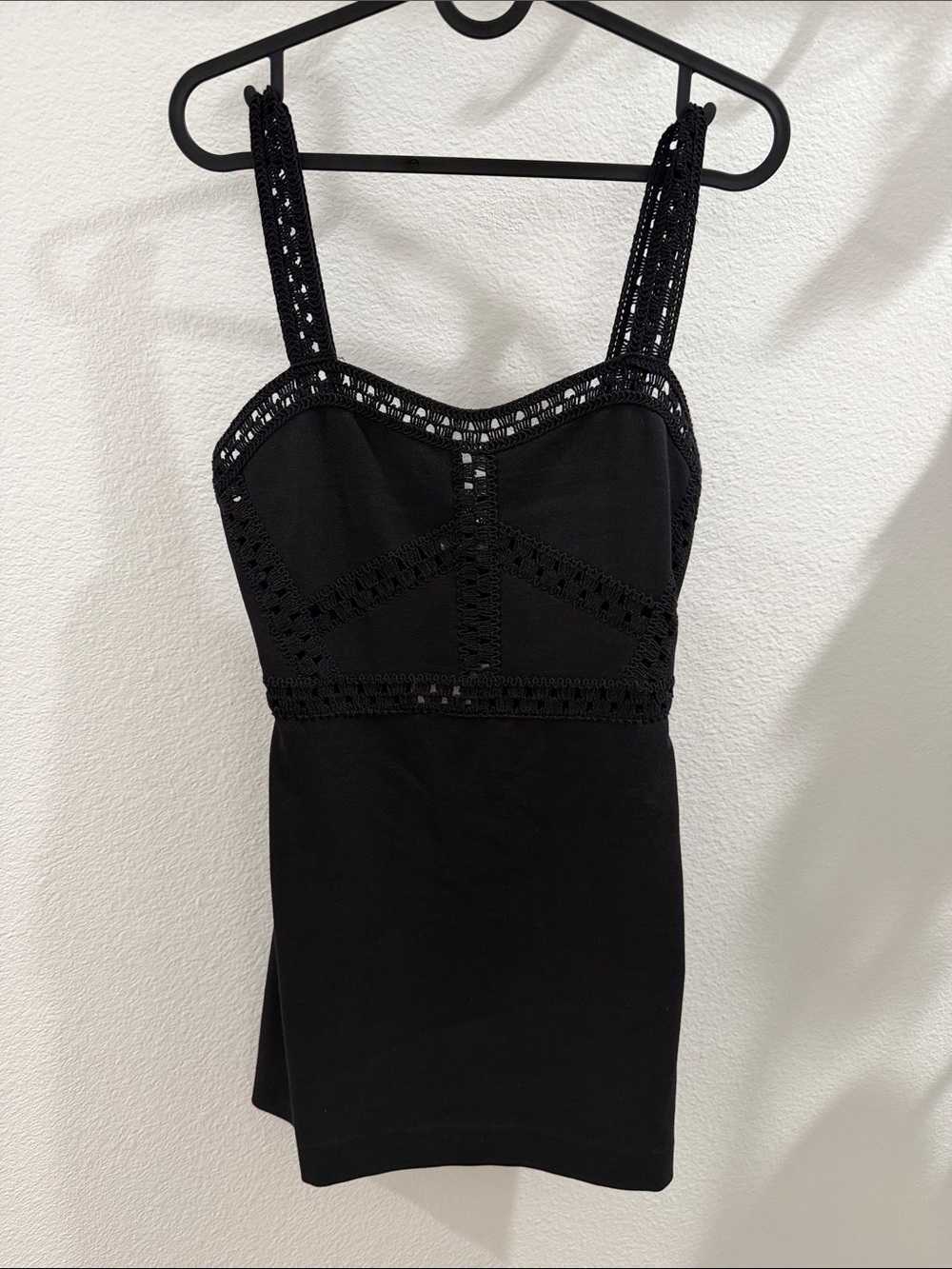 Zara Black Crochet-Trim Mini Dress